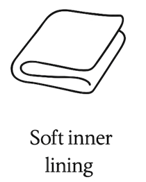 Folded fabric with 'Soft inner lining' text on a white background